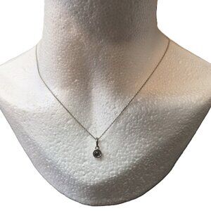 Pandora Sterling Silver Necklace Blue Crystal Drop Pendant Minimalist Dainty Y2K